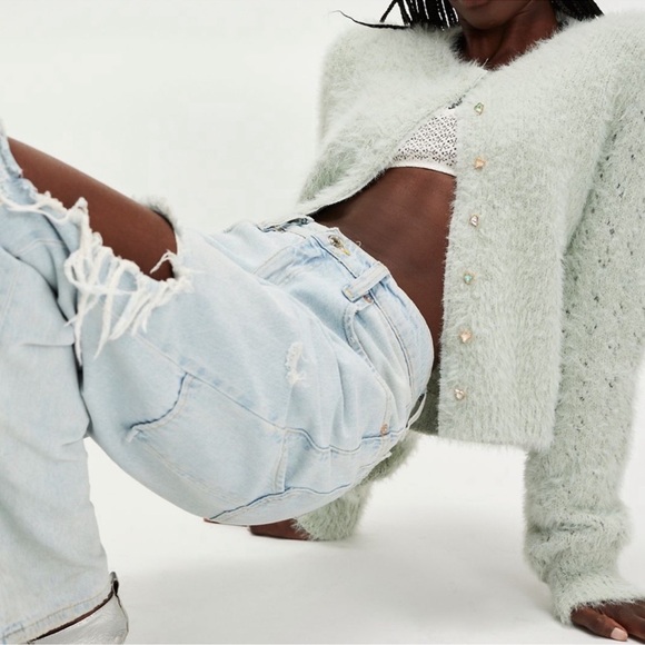 ❄️ Free People Celeste Cardigan in Seafoam - Picture 2 of 8